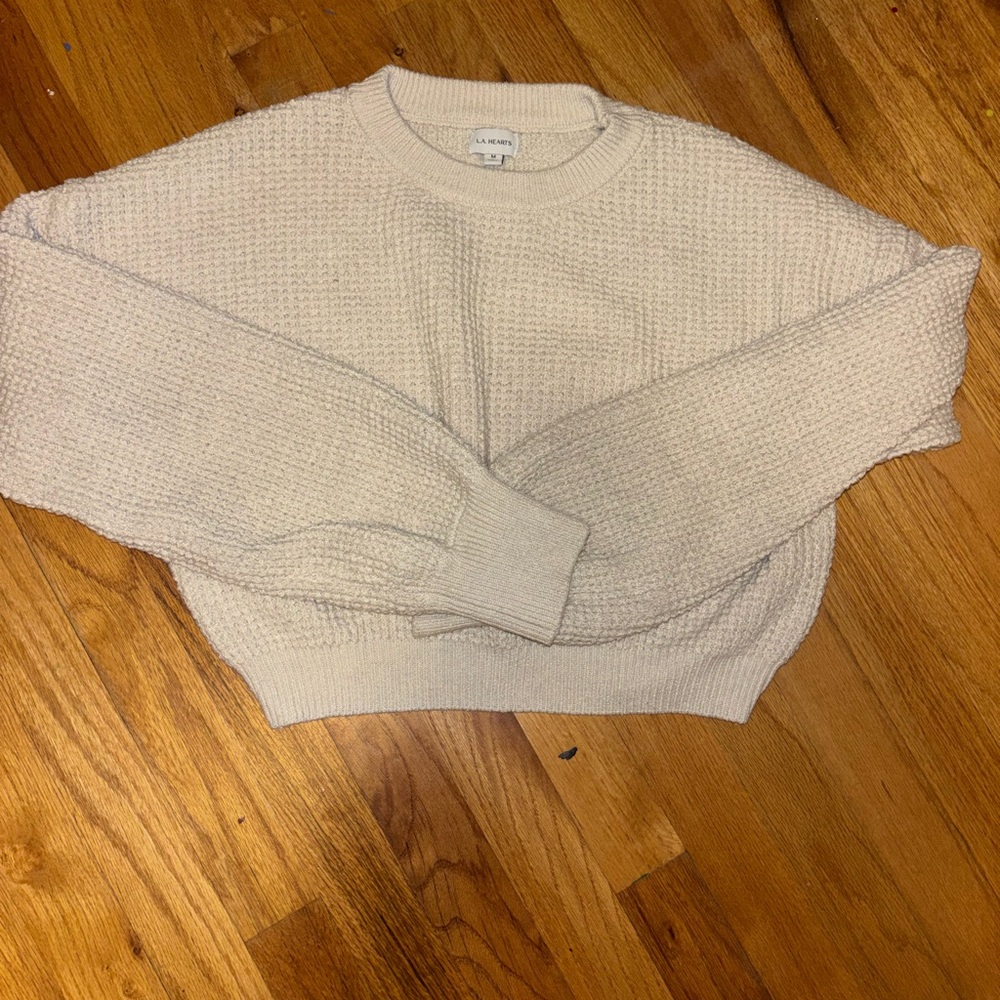 La Hearts Textured Cream Sweater